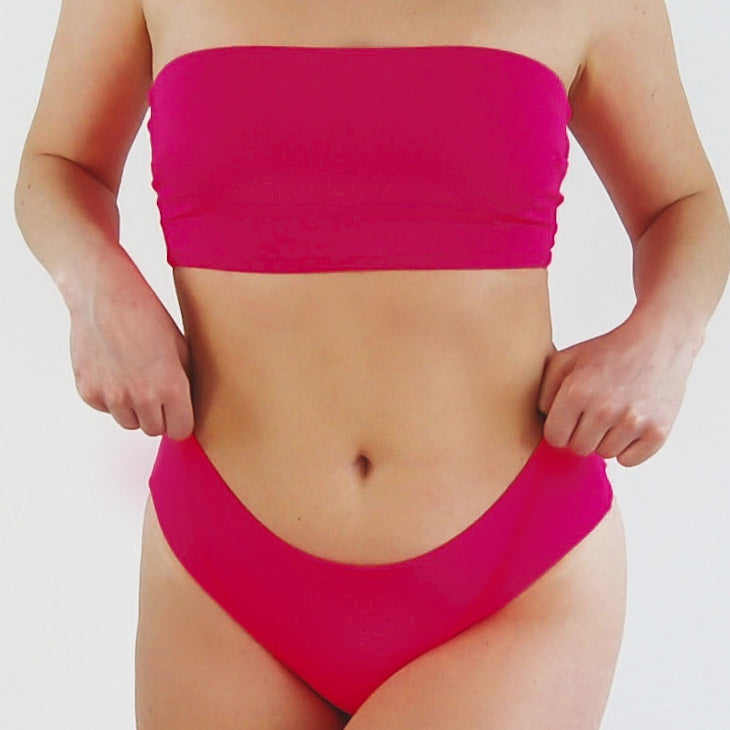 Berry Pink Regular Rise Cheeky Bikini Bottoms